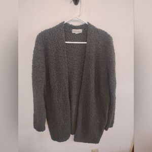 Knox Rose Boucle Open-Front Cardigan | Size XL | Dark Olive/Charcoal